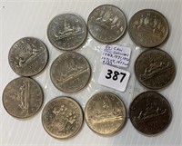 10 Can. One Dollar Coins(not silver)