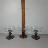 Glass goblets with coloured stems