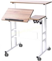 soges Rolling Standing Desk  31.5 inch  Oak Color