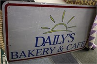LARGE REFLECTIVE DAILY'S BAKERY & CAFE METAL SIGN