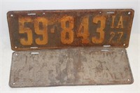 2 - 1927 Iowa license plates