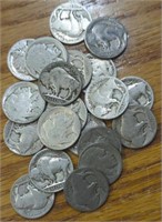 20 Buffalo nickels with no dates