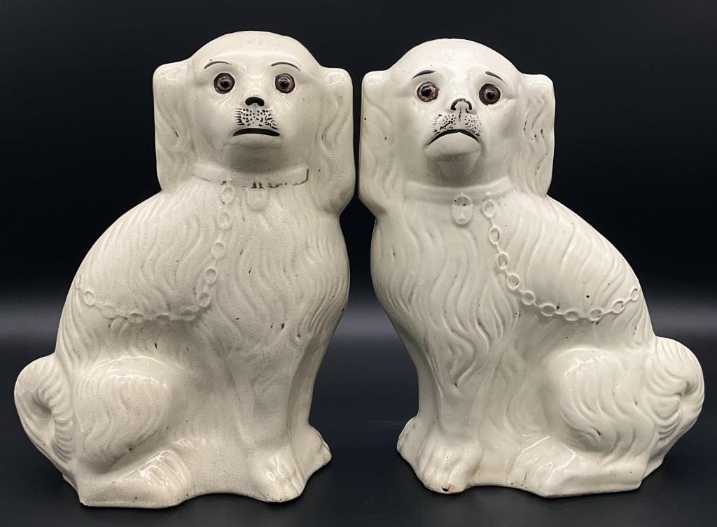 2 Large Staffordshire Dog Porcelain Figures