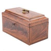 George III inlaid mahogan tea caddy