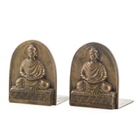 Tiffany gilt bronze Buddha bookends