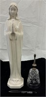 Porcelain Religious Statue & Bell