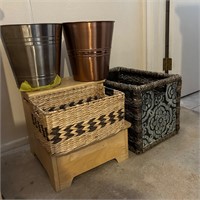 Wicker Baskets, Metal Trash Cans, Step Stool +++