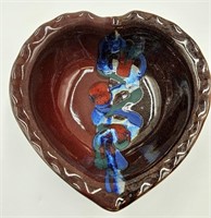 DK Clay Pottery Signed Heart Bowl Sanford, NC
