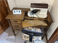 Singer Sewing Machine, cabinet, chair, etc.