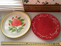 Cookie platter and rose enamelware tray
