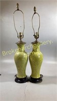 Pair Asian Famille Porcelain Vase Lamps