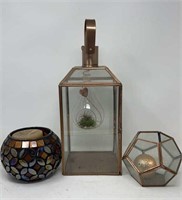Copper & Aged Bronze Patio Lantern Geometric