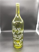 Large Green Glass Bottle With Writting
