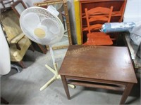 Floor fan by Holmes, table and ironing board