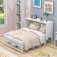 Queen Cube Cabinet Space-Saving Murphy Bed, White