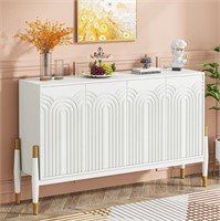 Sideboard Buffet Cabinet with Storage, White/ Gold