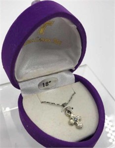 New 18in Necklace W/ Cross Pendant In Purple
