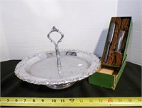 vintage serving tray and measuring glass