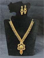 Goldtone necklace & earrings set. From India,