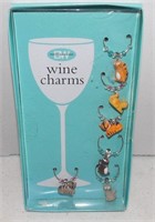 Set of 6 Figural Cats Wine Glass Charms