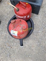 gas cans, oil changing pans