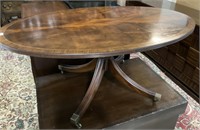 Oval Wood Coffee Table on Wheels 48 x 30 x 20 h