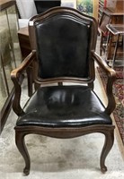 Pair of Black Leather Style Arm Chair