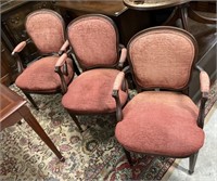 Vintage Upholstered Arm Chairs 3 Pcs
