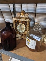 (2) Glass Jars & Clock