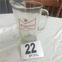 Budweiser Beer Glass Pitcher 8 1/2" Tall