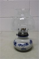 Vintage Oil Lamp with Porcelain Base 12H