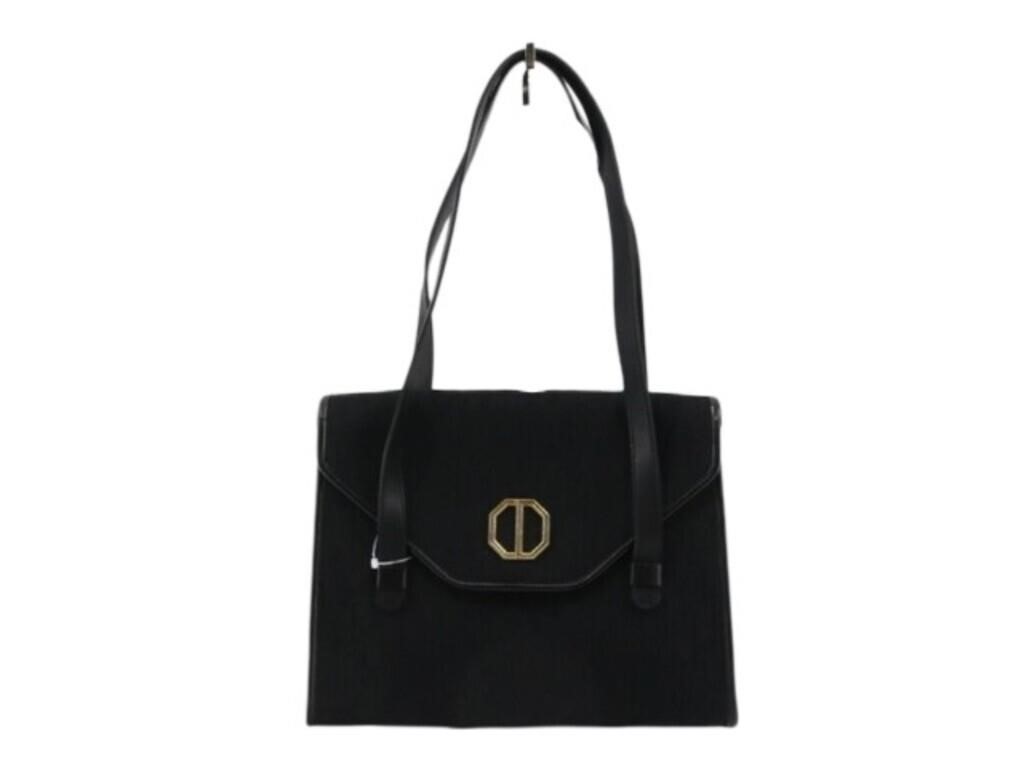 Christian Dior Black Canvas Trotter Shoulder Bag