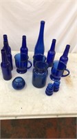 Lot of Several Blue Glass Items