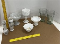 Coke Glasses, Milk Glass Vases & More