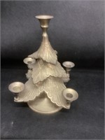 8" Tall Brass Christmas Tree Candle Holder