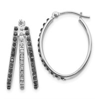 14 Kt- Black & White Diamond Hoop Earrings