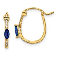 10 Kt- Diamond Sapphire Hoop Earrings