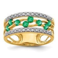 .45 Ct- Diamond Emerald Band Ring 14 Kt