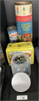 Glass Marbles, Vintage Care Bear Lunch Pail.