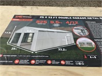 NEW 25' x 33' Metal Double Garage Shed (2 boxes)