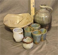 Pottery: Pitcher, Bowl, Cups & More