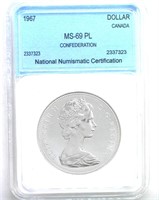 1967 Dollar NNC MS69 PL Confederation