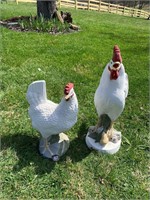 Pair of Concrete Garden Roosters