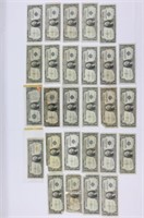 27 ONE DOLLAR SILVER CERTIFICATES: