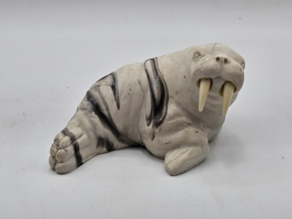 CARVED STONE WALRUS - 4" X 2.5"