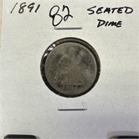 1891 SEATED LIBERTY SILVER DIME