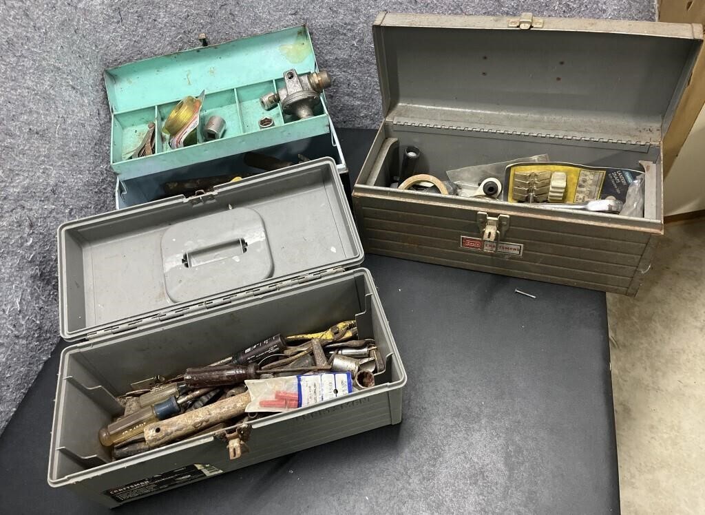 Three Tool Boxes with Various Tools And…
