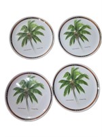 Lot of 4 8" Palm Island Palm Tree Melamine Plates