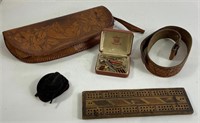 Leather Travel Case Tie Bars Cufflinks & More