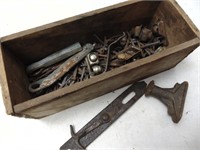 Old Wood Box with Old Square Nails and Some Odds